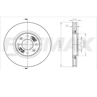 Disco de Freio Ventilado Citroen Ds3 2012 a 2016 - Esquerdo ou Direito / Dianteiro - Fremax