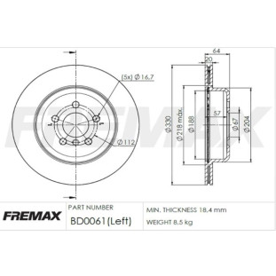 Disco de Freio Ventilado Bmw X3 2018 a 2021 - Esquerdo / Traseiro - Fremax