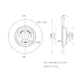 Disco de Freio Ventilado Chery Tiggo8 2021 a 2022 - Esquerdo ou Direito / Dianteiro - Fremax