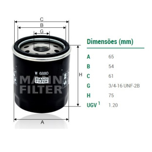 Filtro Oleo Suzuki Jimny 1998 a 2021 - Mann Filter